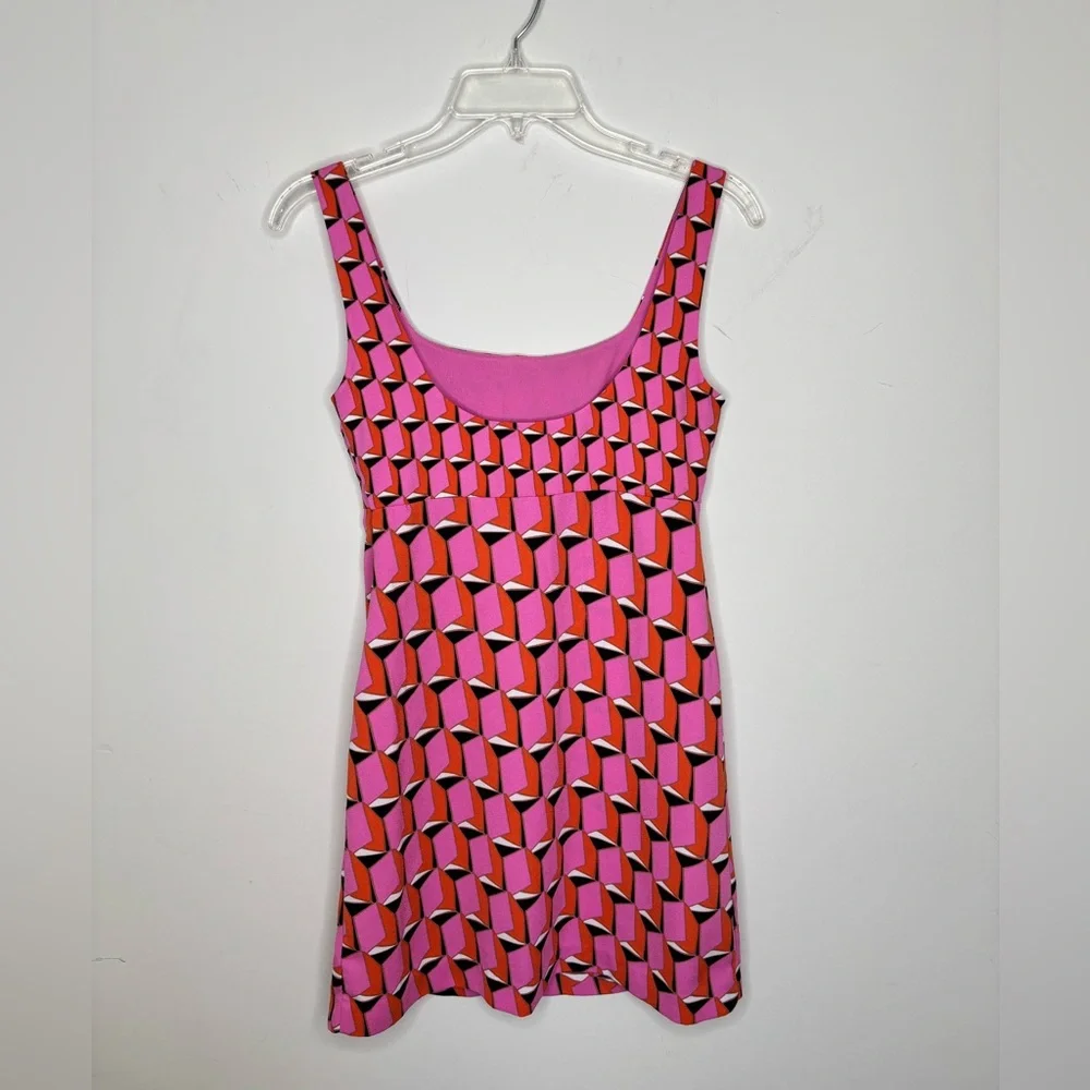 M1 DVF Diane Von Furstenberg Geo Print Mini‎ Dress Barbiecore Women 0 Coquette - Picture 3 of 7
